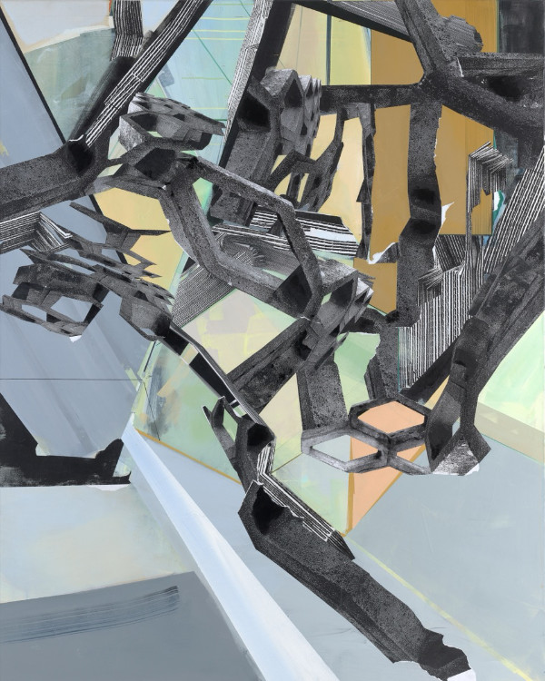 Raumstruktur1, Acryl, Lack, Papier, 175 cm x 140 cm, 2022