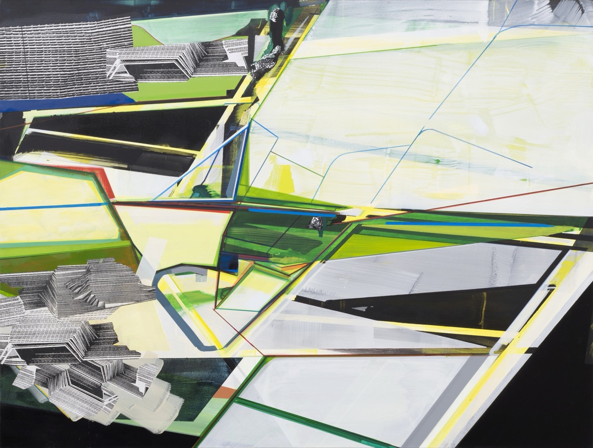 Ebene, 130 cm x 170 cm, Acryl, Lack und Papier auf Leinwand, 2012